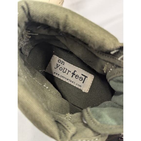 On Your Feet Women's Army Green Canvas Ankle Boots Lace Up Chunky y2k Shoes 7.5 - Picture 9 of 10